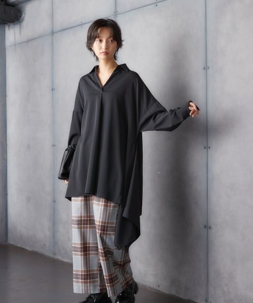 Soiunique（スワユニーク）の「裾変形ゆったりスキッパーチュニック ［Soiunique］（シャツ/ブラウス・レディース・アイボリー/カーキ/ブラック・FREE）」の15枚目の写真
