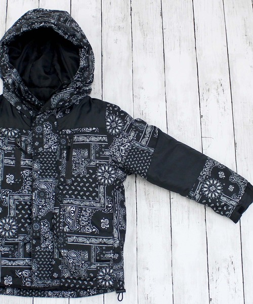 セール】撥水・UVケア付き ペイズリー中綿マウンテンジャケット