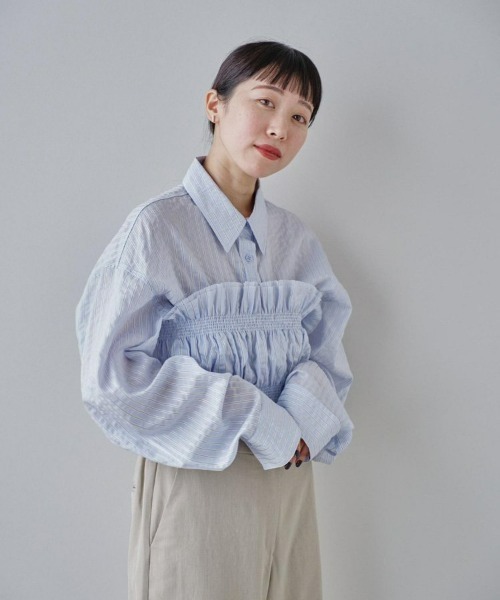 TODAYFUL(トゥデイフル)の「ストライプショートシャツ(Tシャツ/カットソー・レディース・ブルー系その他/ホワイト・FREE)」の14枚目の写真