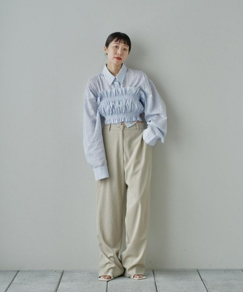 TODAYFUL(トゥデイフル)の「ストライプショートシャツ(Tシャツ/カットソー・レディース・ブルー系その他/ホワイト・FREE)」の16枚目の写真