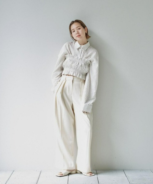 TODAYFUL(トゥデイフル)の「ストライプショートシャツ(Tシャツ/カットソー・レディース・ブルー系その他/ホワイト・FREE)」の4枚目の写真