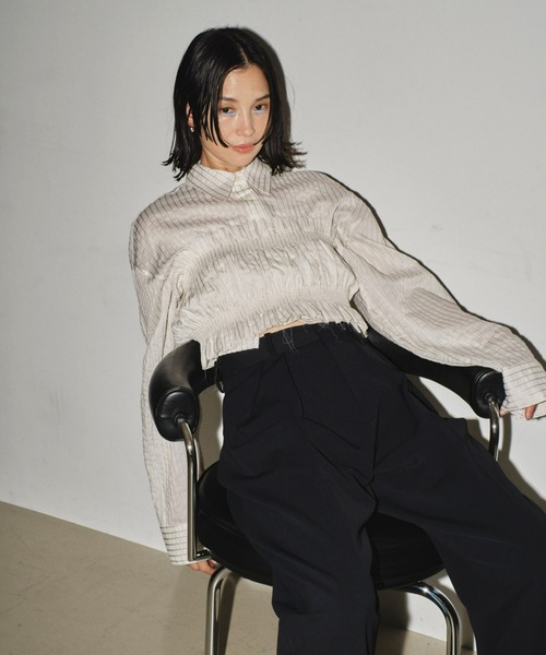 TODAYFUL(トゥデイフル)の「ストライプショートシャツ(Tシャツ/カットソー・レディース・ブルー系その他/ホワイト・FREE)」の6枚目の写真