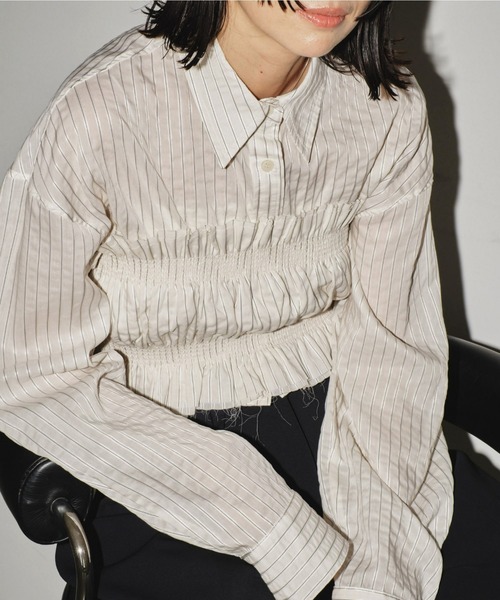 TODAYFUL(トゥデイフル)の「ストライプショートシャツ(Tシャツ/カットソー・レディース・ブルー系その他/ホワイト・FREE)」の12枚目の写真