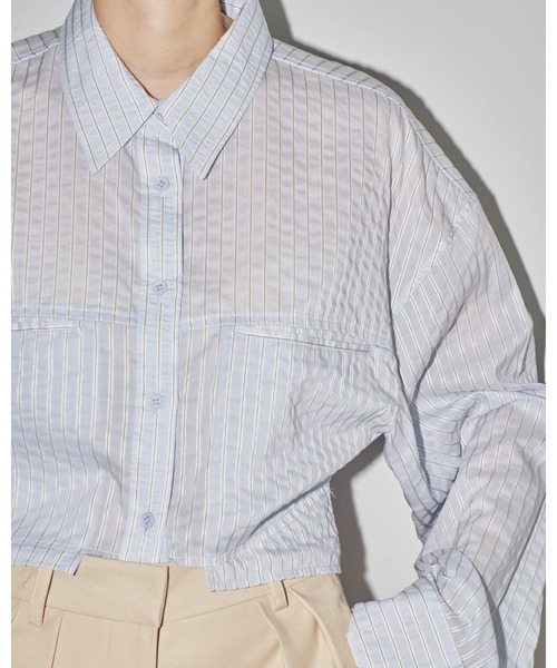 TODAYFUL(トゥデイフル)の「ストライプショートシャツ(Tシャツ/カットソー・レディース・ブルー系その他/ホワイト・FREE)」の9枚目の写真