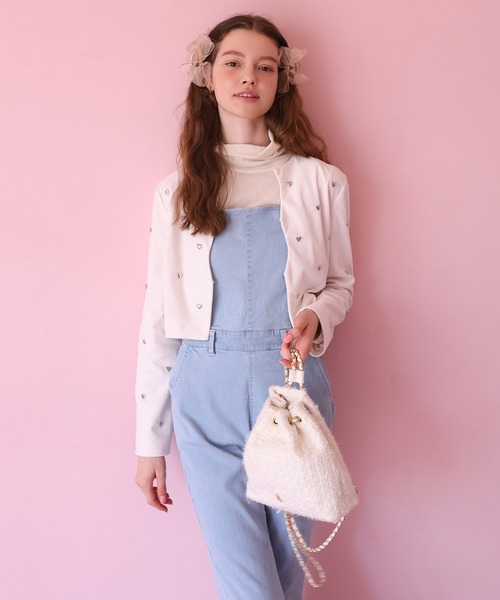 Seemi. byNICECLAUP（ シーミーバイナイスクラップ）の「バックレースアップデニムサロペット（サロペット/オーバーオール・レディース・インディゴブルー/オフホワイト/サックスブルー・FREE）」の8枚目の写真