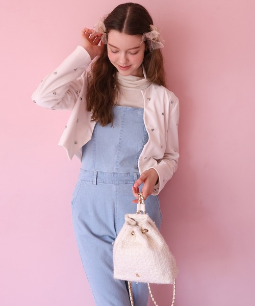 Seemi. byNICECLAUP（ シーミーバイナイスクラップ）の「バックレースアップデニムサロペット（サロペット/オーバーオール・レディース・インディゴブルー/オフホワイト/サックスブルー・FREE）」の9枚目の写真