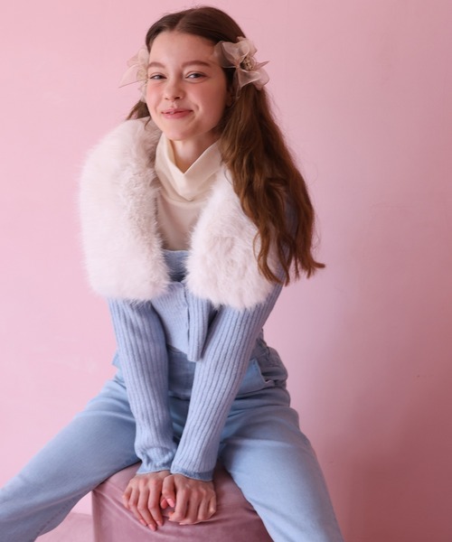 Seemi. byNICECLAUP（ シーミーバイナイスクラップ）の「バックレースアップデニムサロペット（サロペット/オーバーオール・レディース・インディゴブルー/オフホワイト/サックスブルー・FREE）」の16枚目の写真