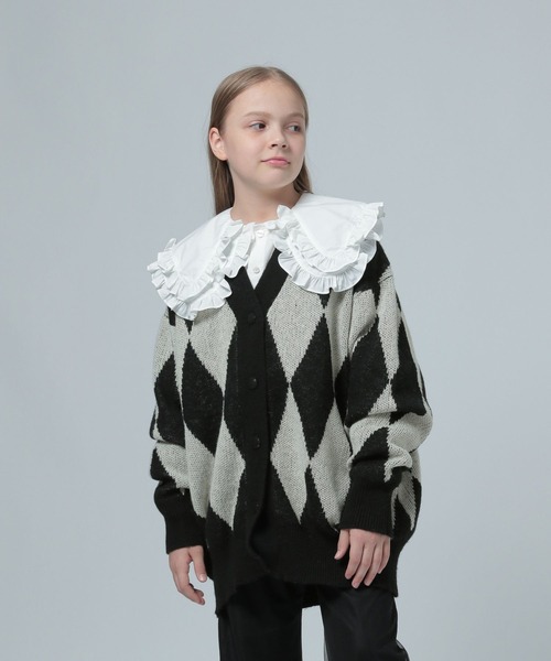 LOWRYS FARM（ローリーズファーム）の「ダイアガラＢＩＧカーディガン　 984770（カーディガン/ボレロ・キッズ・ブラック/レッド・FREE）」の12枚目の写真