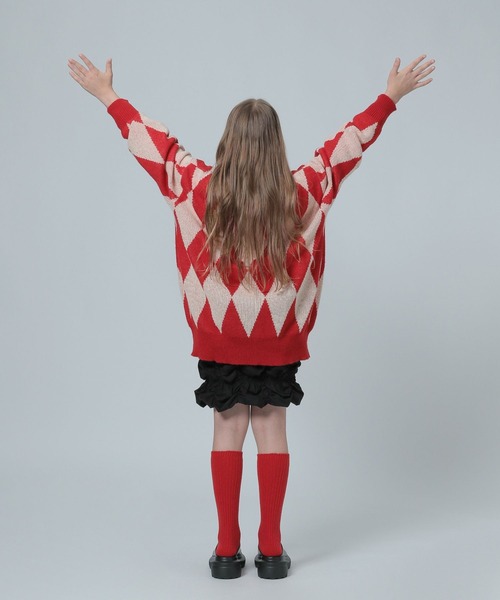 LOWRYS FARM（ローリーズファーム）の「ダイアガラＢＩＧカーディガン　 984770（カーディガン/ボレロ・キッズ・ブラック/レッド・FREE）」の5枚目の写真