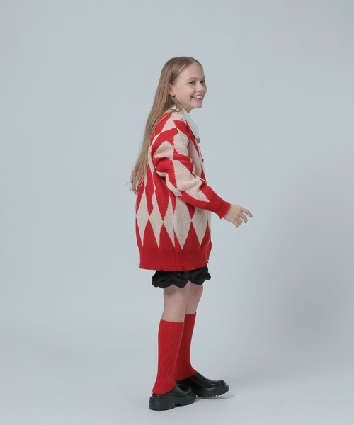 LOWRYS FARM（ローリーズファーム）の「ダイアガラＢＩＧカーディガン　 984770（カーディガン/ボレロ・キッズ・ブラック/レッド・FREE）」の10枚目の写真