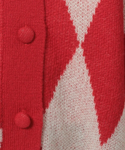 LOWRYS FARM（ローリーズファーム）の「ダイアガラＢＩＧカーディガン　 984770（カーディガン/ボレロ・キッズ・ブラック/レッド・FREE）」の4枚目の写真