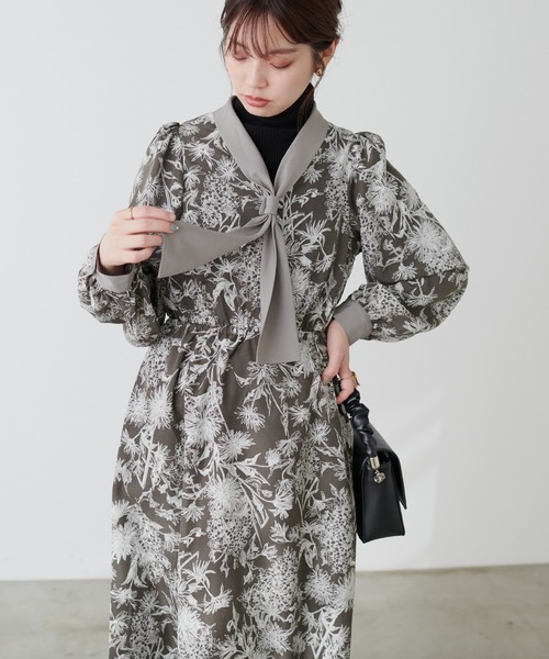 natural couture(ナチュラルクチュール)の「ボウタイ配色切替ワンピース(ワンピース・レディース・その他3/その他2/その他4/その他1・FREE)」の19枚目の写真