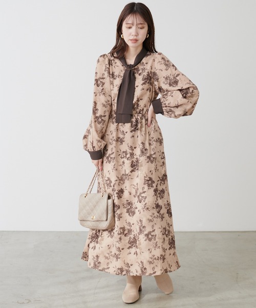natural couture(ナチュラルクチュール)の「ボウタイ配色切替ワンピース(ワンピース・レディース・その他3/その他2/その他4/その他1・FREE)」の11枚目の写真