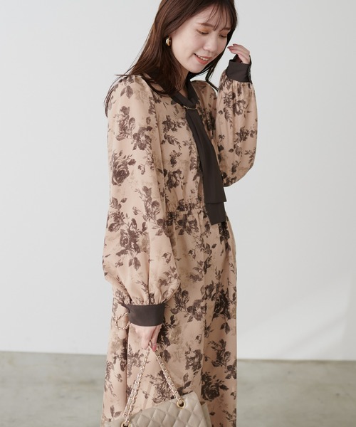 natural couture(ナチュラルクチュール)の「ボウタイ配色切替ワンピース(ワンピース・レディース・その他3/その他2/その他4/その他1・FREE)」の13枚目の写真
