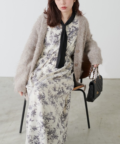natural couture(ナチュラルクチュール)の「ボウタイ配色切替ワンピース(ワンピース・レディース・その他3/その他2/その他4/その他1・FREE)」の5枚目の写真