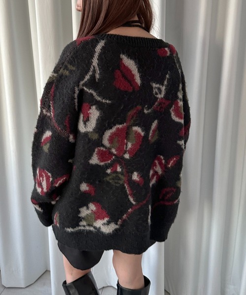 soie by apres jour mignon（ソワバイアプレジュールミニョン）の「【soie by apres jour mignon】花柄ジャガード起毛カーディガンZOZOTOWN限定アイテム】（カーディガン/ボレロ・レディース・ブラック/グレー・フリー）」の19枚目の写真