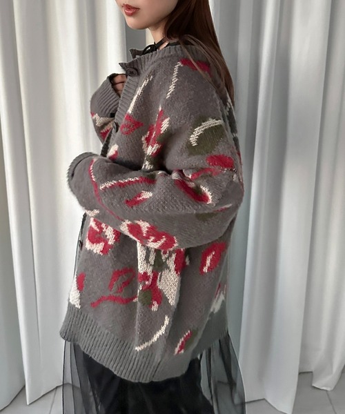soie by apres jour mignon（ソワバイアプレジュールミニョン）の「【soie by apres jour mignon】花柄ジャガード起毛カーディガンZOZOTOWN限定アイテム】（カーディガン/ボレロ・レディース・ブラック/グレー・フリー）」の16枚目の写真