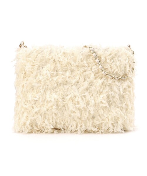 OPAQUE.CLIP（オペークドットクリップ）の「◆フラッフィーフリンジチェーンショルダー（ショルダーバッグ・レディース・ブラック/アイボリー/ピンク・00）」の5枚目の写真