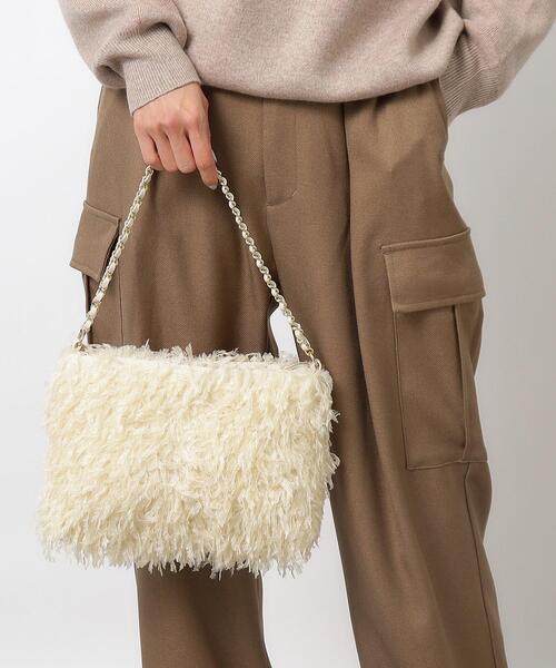 OPAQUE.CLIP（オペークドットクリップ）の「◆フラッフィーフリンジチェーンショルダー（ショルダーバッグ・レディース・ブラック/アイボリー/ピンク・00）」の13枚目の写真