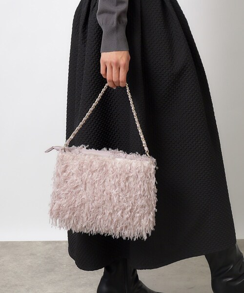 OPAQUE.CLIP（オペークドットクリップ）の「◆フラッフィーフリンジチェーンショルダー（ショルダーバッグ・レディース・ブラック/アイボリー/ピンク・00）」の17枚目の写真