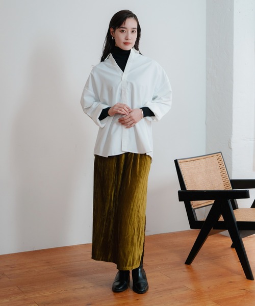 LIENCOEUR（リアンクール）の「オーバールーズシャツ（シャツ/ブラウス・レディース・ホワイト/ブルー・FREE）」の9枚目の写真