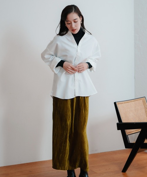 LIENCOEUR（リアンクール）の「オーバールーズシャツ（シャツ/ブラウス・レディース・ホワイト/ブルー・FREE）」の10枚目の写真