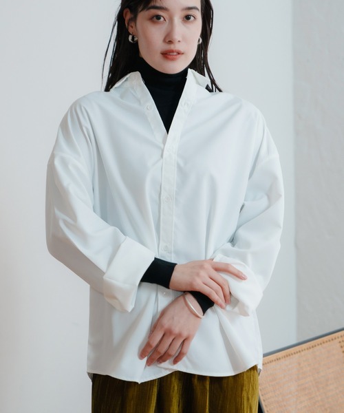 LIENCOEUR（リアンクール）の「オーバールーズシャツ（シャツ/ブラウス・レディース・ホワイト/ブルー・FREE）」の3枚目の写真