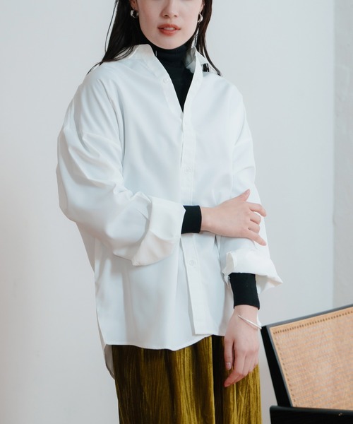 LIENCOEUR（リアンクール）の「オーバールーズシャツ（シャツ/ブラウス・レディース・ホワイト/ブルー・FREE）」の4枚目の写真