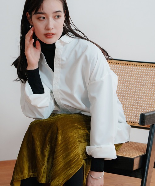 LIENCOEUR（リアンクール）の「オーバールーズシャツ（シャツ/ブラウス・レディース・ホワイト/ブルー・FREE）」の8枚目の写真