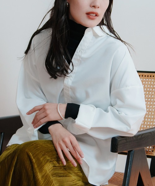 LIENCOEUR（リアンクール）の「オーバールーズシャツ（シャツ/ブラウス・レディース・ホワイト/ブルー・FREE）」の15枚目の写真