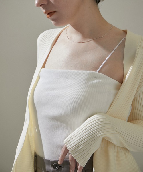 SALON adam et rope'（サロン アダム エ ロペ）の「コットンリブカップ付きベアキャミ（チューブトップ・レディース・ホワイト/ブラック・FREE）」の5枚目の写真