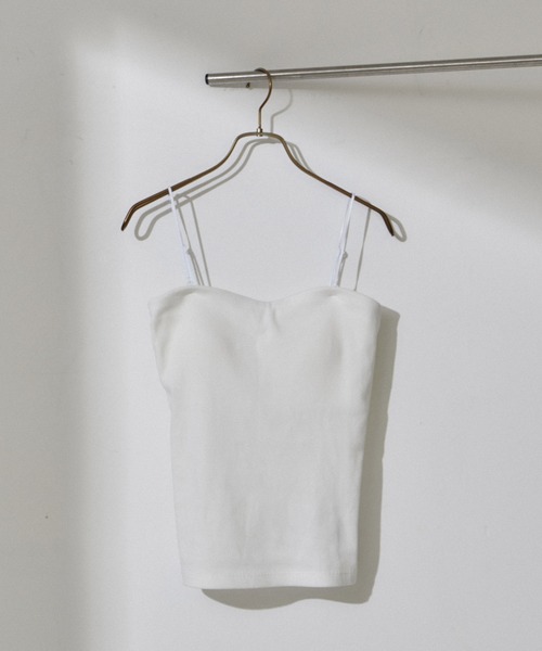 SALON adam et rope'（サロン アダム エ ロペ）の「コットンリブカップ付きベアキャミ（チューブトップ・レディース・ホワイト/ブラック・FREE）」の6枚目の写真