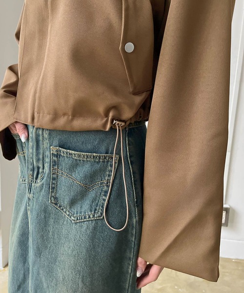 Jewelobe（ジュエローブ）の「ビッグセーラーカラーショートブルゾン（ブルゾン・レディース・ブラウン/カーキ/ブラック・FREE）」の6枚目の写真