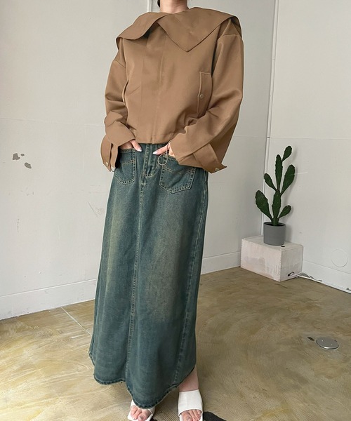 Jewelobe（ジュエローブ）の「ビッグセーラーカラーショートブルゾン（ブルゾン・レディース・ブラウン/カーキ/ブラック・FREE）」の8枚目の写真