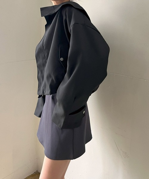 Jewelobe（ジュエローブ）の「ビッグセーラーカラーショートブルゾン（ブルゾン・レディース・ブラウン/カーキ/ブラック・FREE）」の9枚目の写真