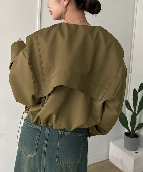 Jewelobe（ジュエローブ）の「ビッグセーラーカラーショートブルゾン（ブルゾン・レディース・ブラウン/カーキ/ブラック・FREE）」の21枚目の写真