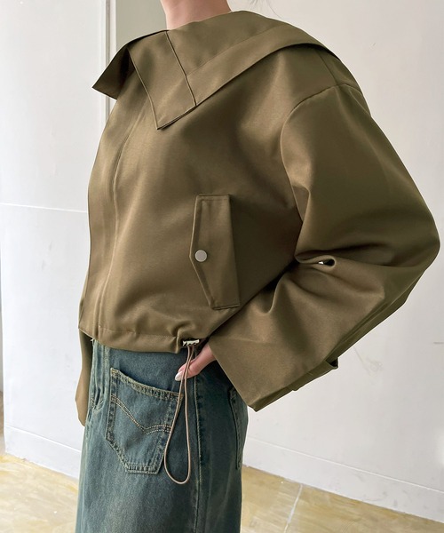 Jewelobe（ジュエローブ）の「ビッグセーラーカラーショートブルゾン（ブルゾン・レディース・ブラウン/カーキ/ブラック・FREE）」の22枚目の写真