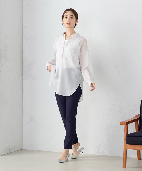 COMME CA MODELS（コムサモデルズ）の「【美しいベーシックパンツ】サマーハイテンションパンツ（その他パンツ・レディース・ネイビー/ブラック/サックスブルー/グレイッシュベージュ・XX-SMALL/X-SMALL/SMALL/MEDIUM/LARGE/X-LARGE/XX-LARGE）」の6枚目の写真