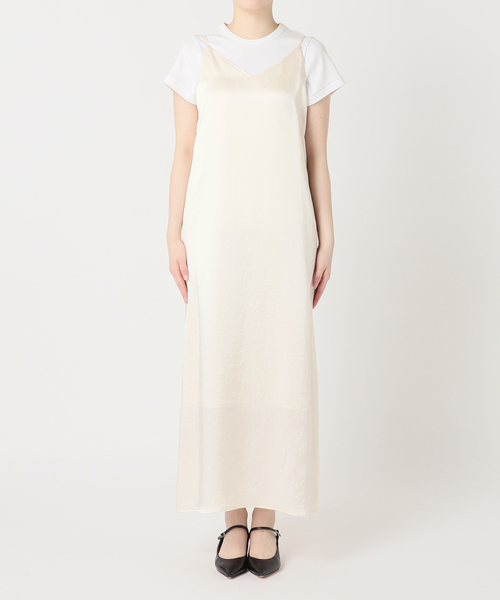 Noble（ノーブル）の「《追加》サテンVネックキャミソールワンピース（ワンピース・レディース・ライトグレー/ホワイト系その他・FREE）」の10枚目の写真