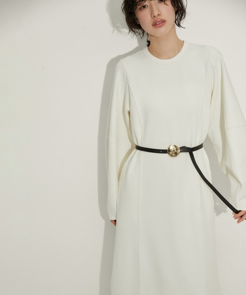 ADAM ET ROPE. ブラックレザーベルト ゴールドバックル新品　現行品 ADAM ET ROPE'（アダムエロペ）の「【サステナブル】ラウンド
