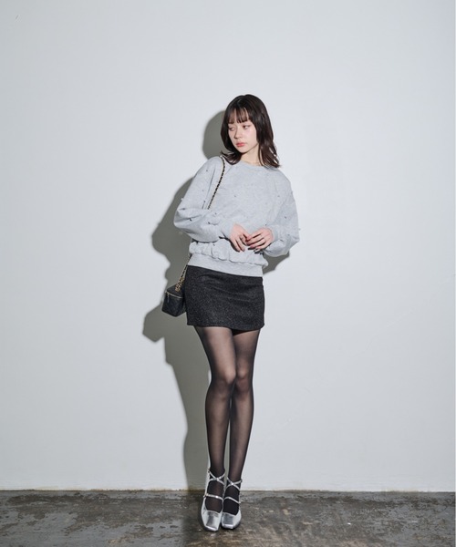 MOCOA'S(モコアズ)の「スパークルミニスカート(スカート・レディース・ブラック/シルバー・SMALL/MEDIUM)」の6枚目の写真