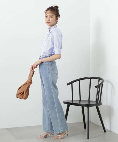 N.（N. Natural Beauty Basic）（エヌエヌナチュラルビューティーベーシック）の「◆フリルネックバイカラーリボンブラウス（シャツ/ブラウス・レディース・ブルー系その他/オフホワイト/グレー系その他・MEDIUM）」の17枚目の写真