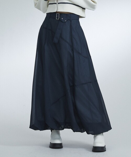 UNITED TOKYO（ユナイテッドトウキョウ）の「【残りわずか！】スタックシアーバルーンスカート｜細見え/春服（スカート・レディース・ブラック/ネイビー/グリーン・1/2/3）」の3枚目の写真