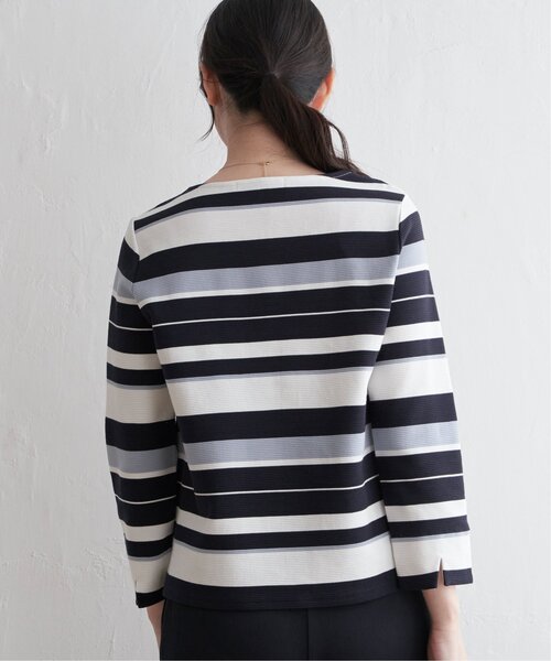 IKKA LOUNGE(イッカラウンジ)の「テンカンボーダーキーネックプルオーバー(Tシャツ/カットソー・レディース・グレー/ブルー・M/L/S)」の9枚目の写真