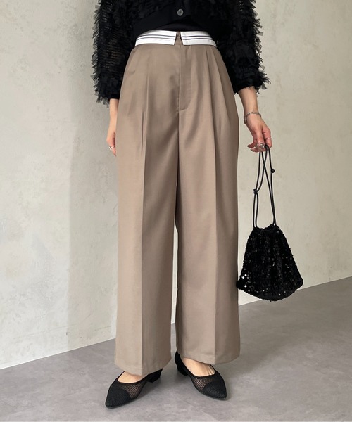 Thevon（ゼボン）の「マーベルトタックワイドパンツ（スラックス・レディース・ベージュ/グレー/ブラック・FREE）」の3枚目の写真