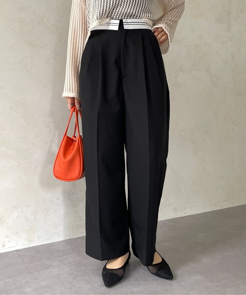 Thevon（ゼボン）の「マーベルトタックワイドパンツ（スラックス・レディース・ベージュ/グレー/ブラック・FREE）」の4枚目の写真