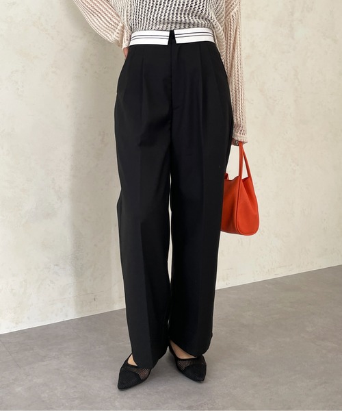 Thevon（ゼボン）の「マーベルトタックワイドパンツ（スラックス・レディース・ベージュ/グレー/ブラック・FREE）」の6枚目の写真