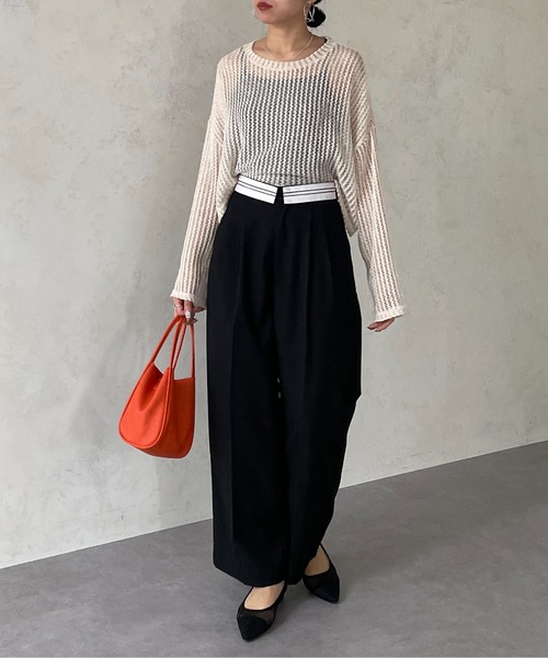 Thevon（ゼボン）の「マーベルトタックワイドパンツ（スラックス・レディース・ベージュ/グレー/ブラック・FREE）」の8枚目の写真