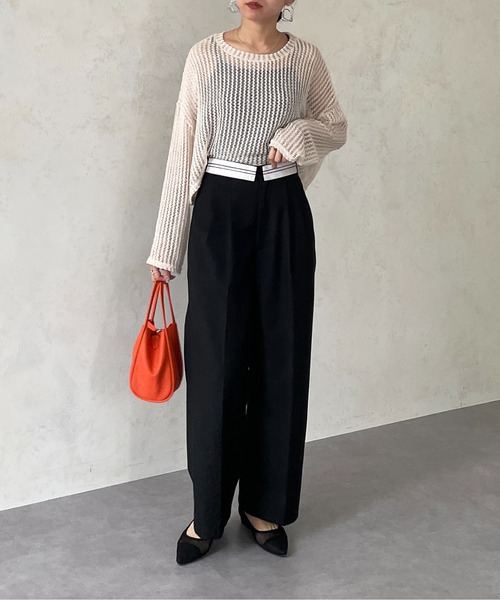 Thevon（ゼボン）の「マーベルトタックワイドパンツ（スラックス・レディース・ベージュ/グレー/ブラック・FREE）」の9枚目の写真