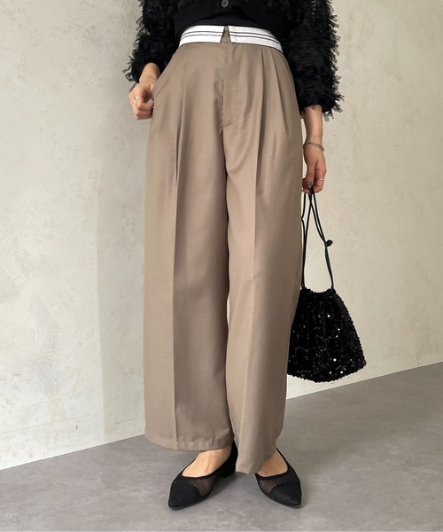 Thevon（ゼボン）の「マーベルトタックワイドパンツ（スラックス・レディース・ベージュ/グレー/ブラック・FREE）」の11枚目の写真